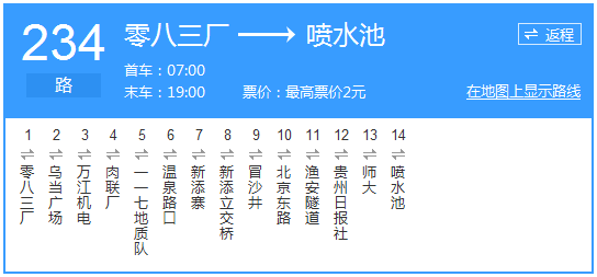 貴陽(yáng)公交234路路線示意圖